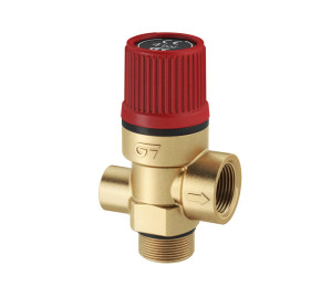 Safety relief angle valve with pressure gauge connection-3 bar